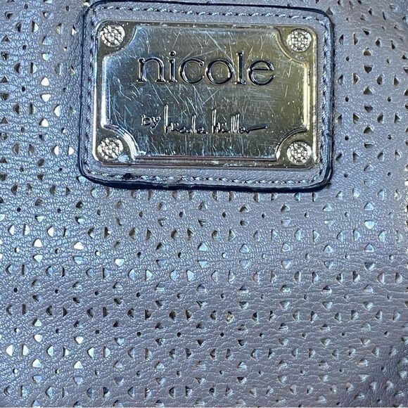 Nicole Miller Slouchy Shoulder Bag Casual Soft Sided Dual handle Silver Accents - Picture 6 of 16